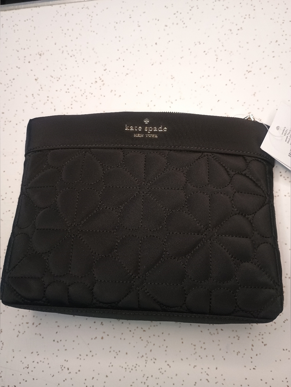 NWT Kate Spade - Spade Flower Quilted Black Cosmetic Pouch $129